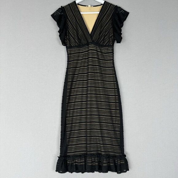 Max Studio Womens Dress Extra Small Black Crochet Midi Whimsigoth Fairy Grunge - Picture 1 of 11